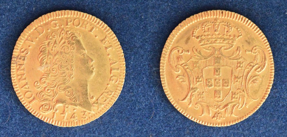 Brazil, John V of Portugal, gold coin, 1743