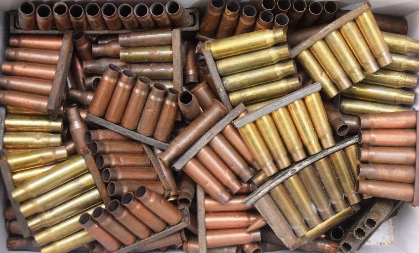 Large quantity of brass cartridges