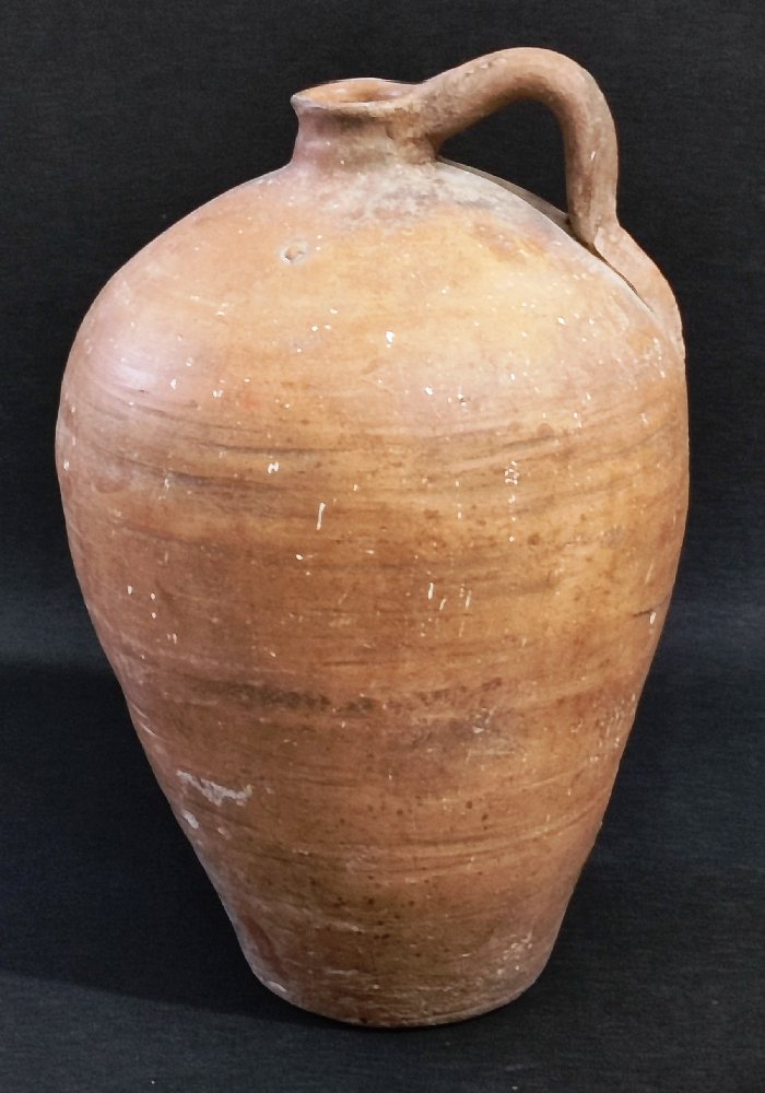 Terracotta storage jar with handle, 43cm