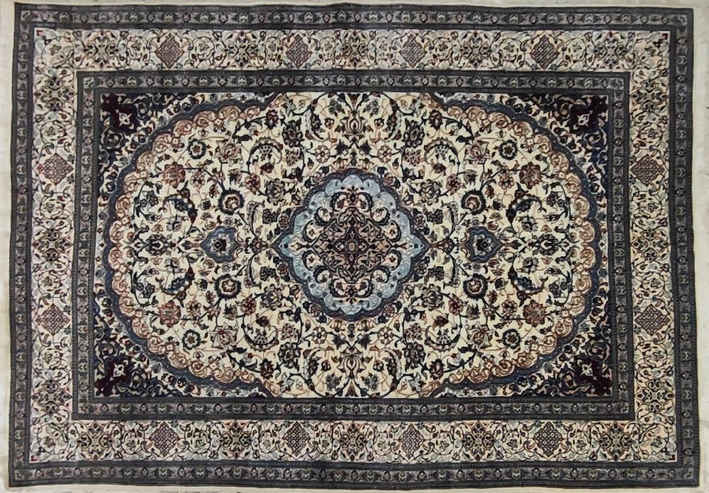 Persian NAIN hand woven carpet, beige ground, 340x240cms