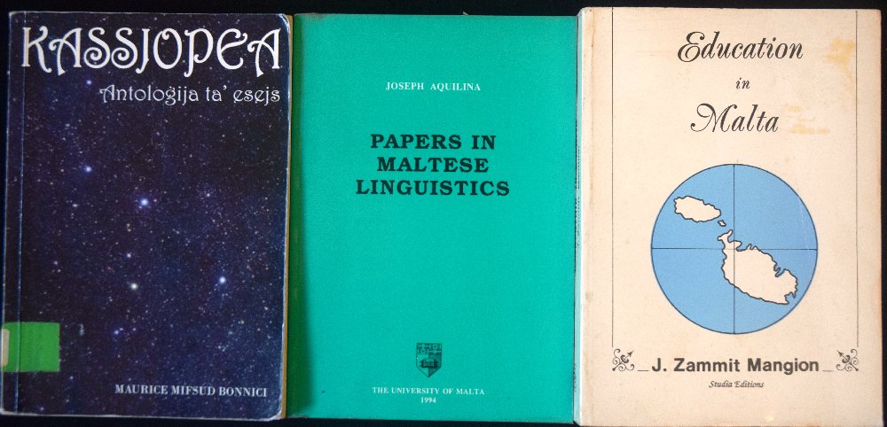 Zammit Mangion J, Education in Malta; Aqulinia Joseph, Papers in Maltese linguistics; Mifsud Bonnici