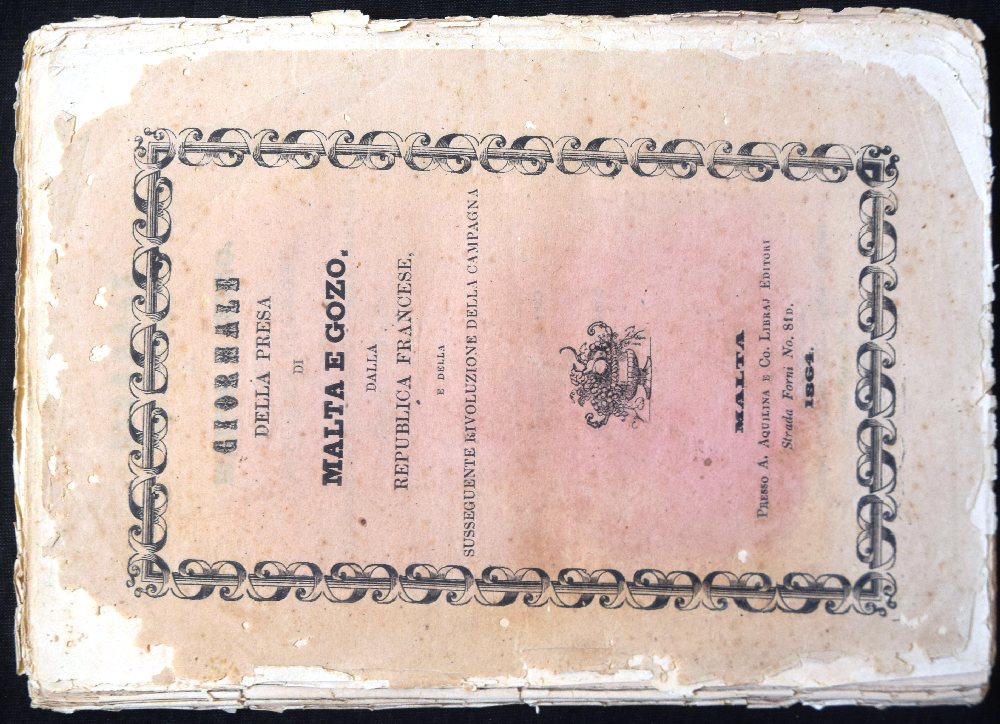 Giornale della Presa di Malta e Gozo Della Republica Francese - 1864