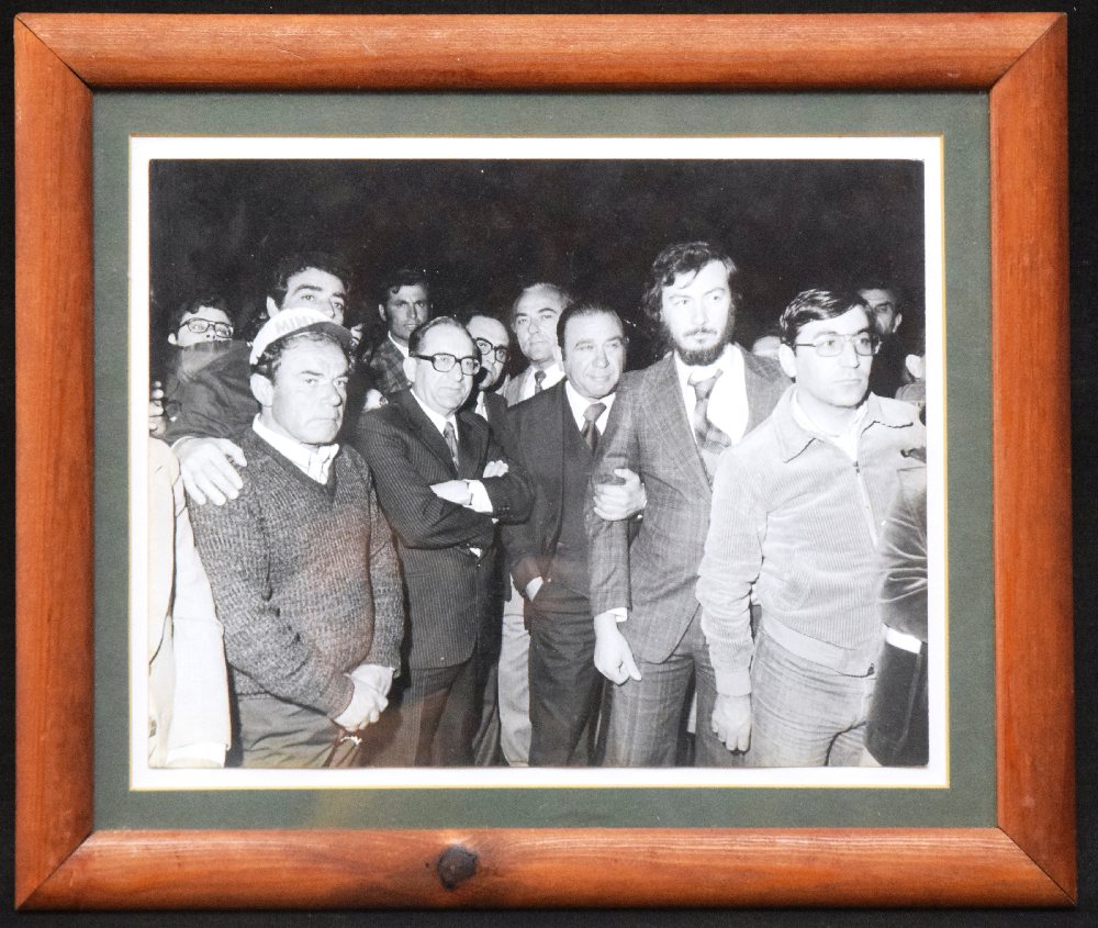 Dom Mintoff B&W photograph and other politicians, framed