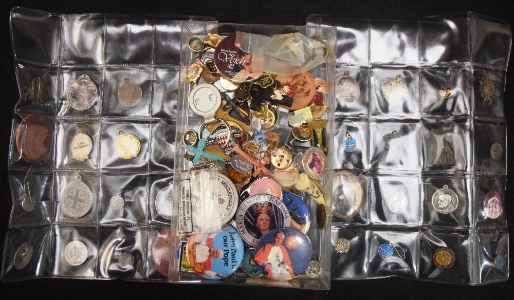 Lot Religious medals, lapel badges and keychains