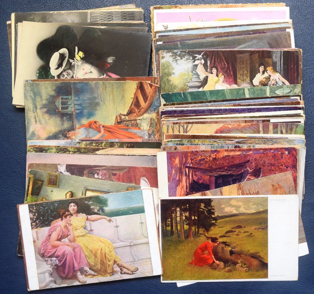 Old foreign postcards, large lot