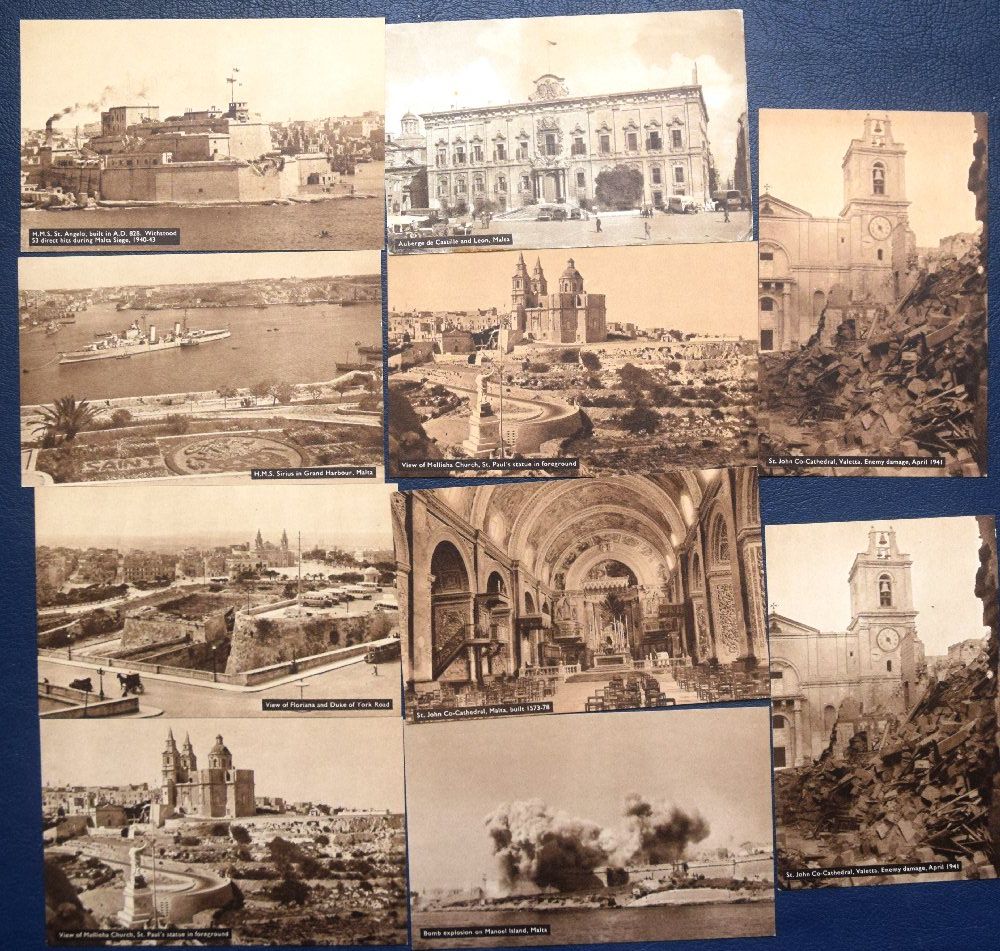 Set of 10 Old Malta postcards
