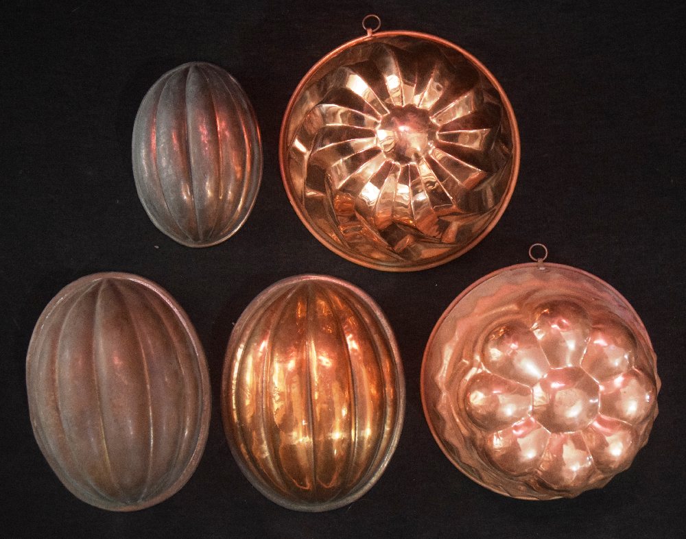 5 Copper jelly moulds