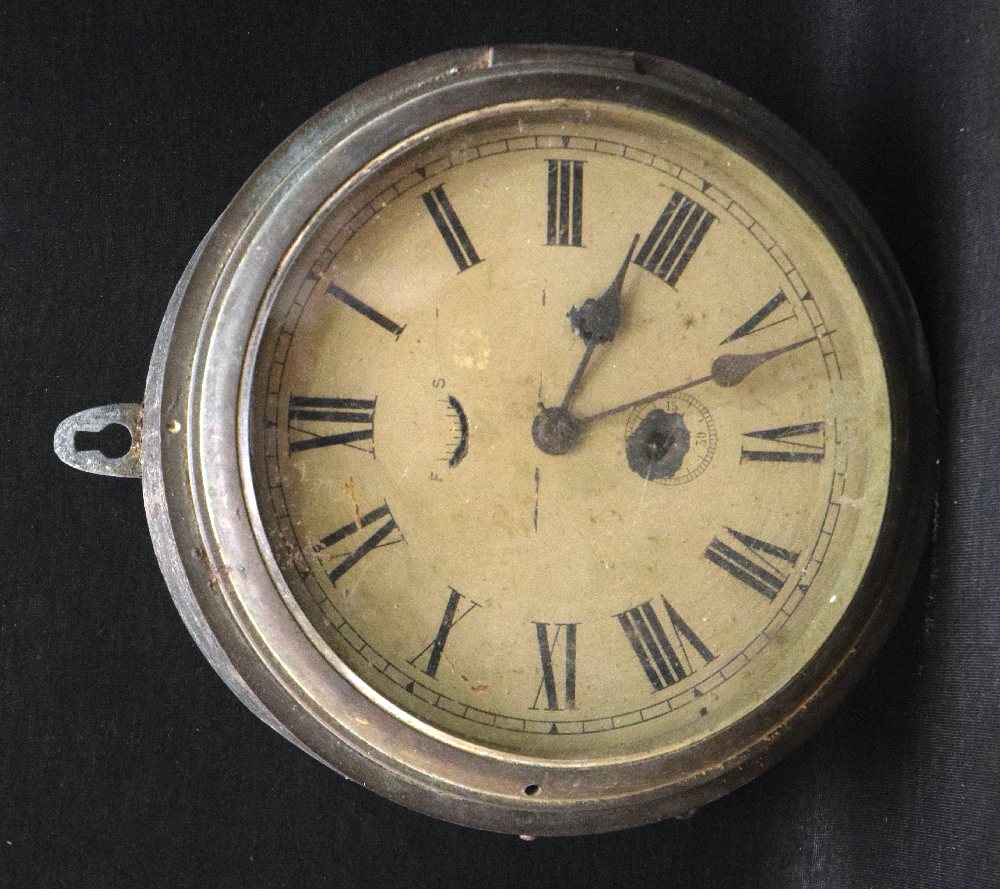 Late 19th C. Brass and metal marine clock, 24cm