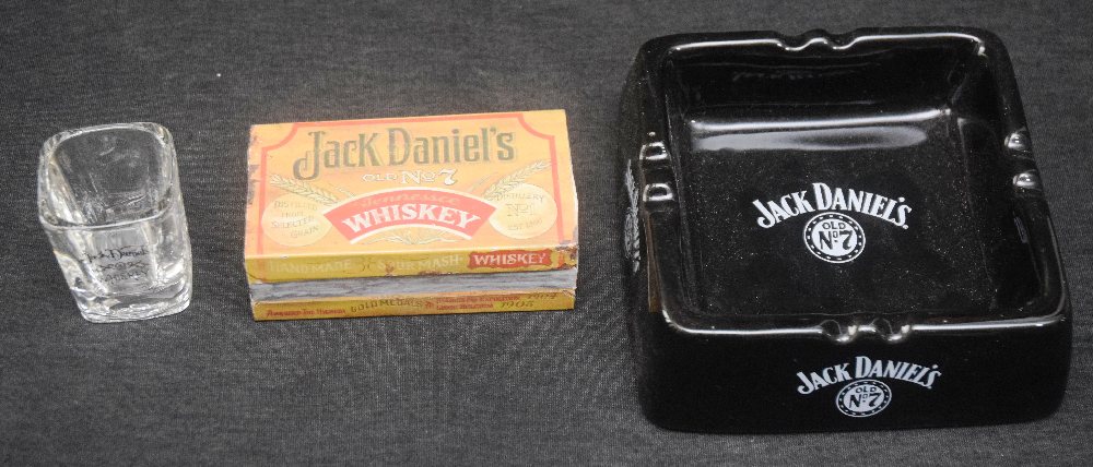 JACK DANIEL's china ash tray, match box and tot