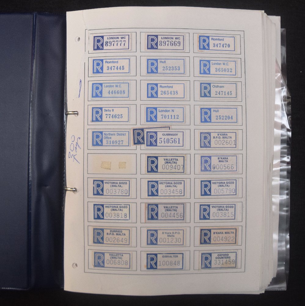 Registration labels in blue album