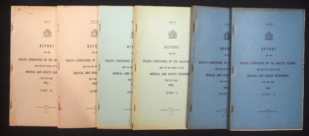 Report on the Health Conditions of the Maltese Islands, DOI, 1960's, 6 issues