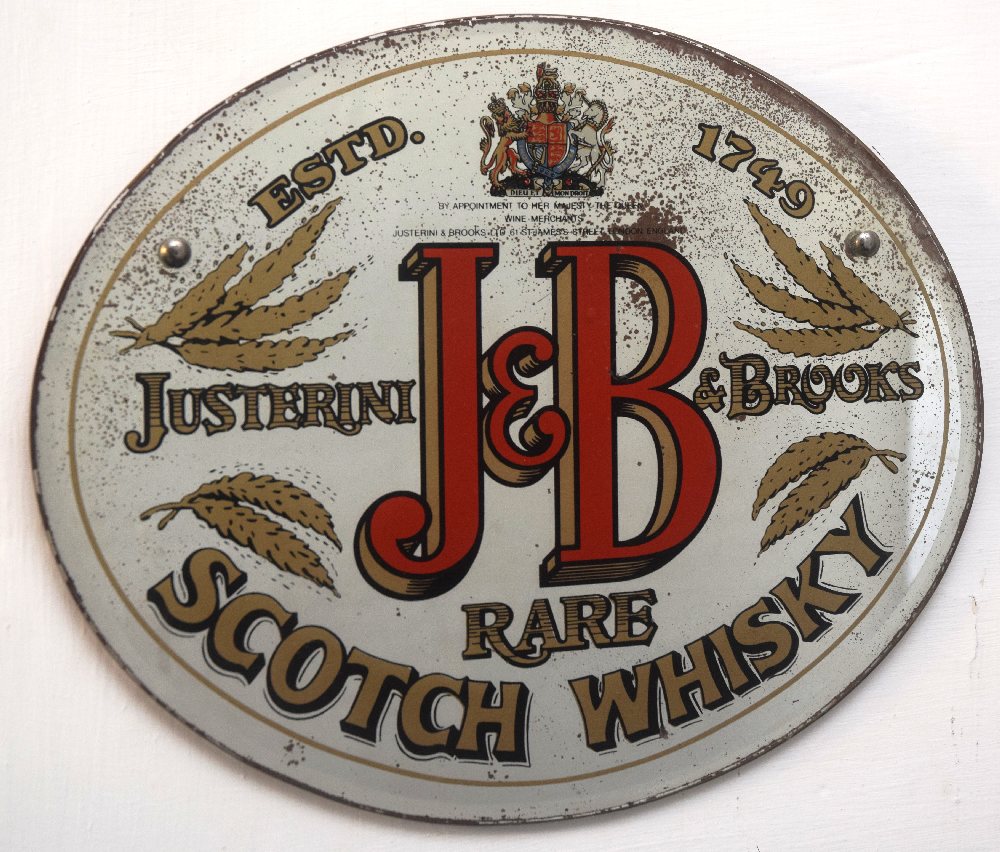 J&B (Justerini & Brooks) Scotch Whisky oval advertising mirror, 39cm