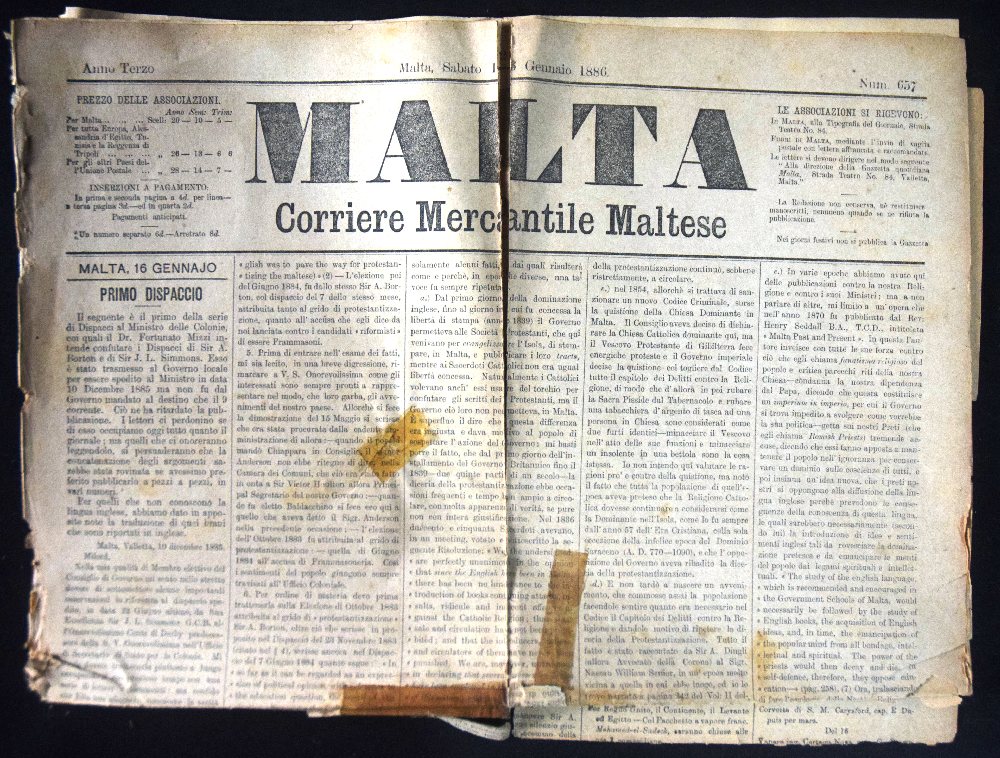 Malta Corriere Mercantile Maltese Gazette16 January 1886 (d )