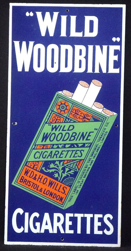 WILD WOODBINE cigarettes enamel sign, 33 x 69cm