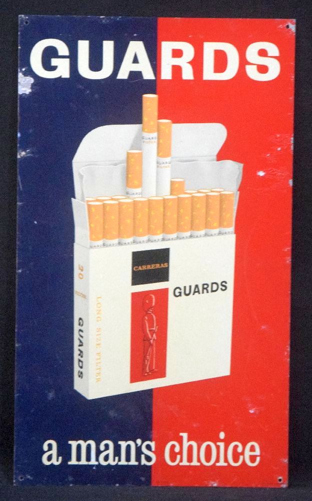 GUARDS cigarettes metal sign, 24 x 40cm
