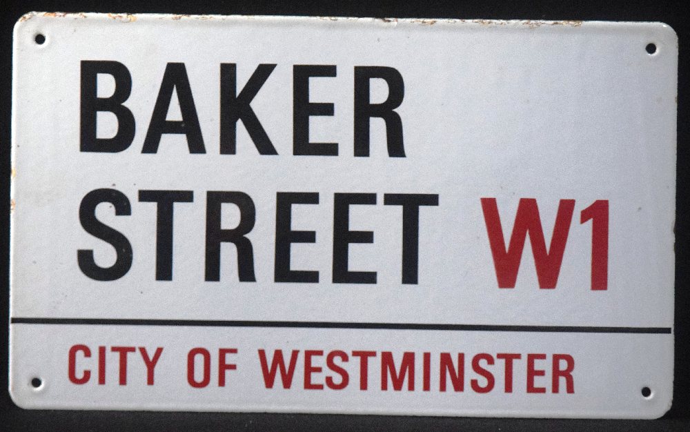 BAKER STREET enamel sign, 23 x39cm