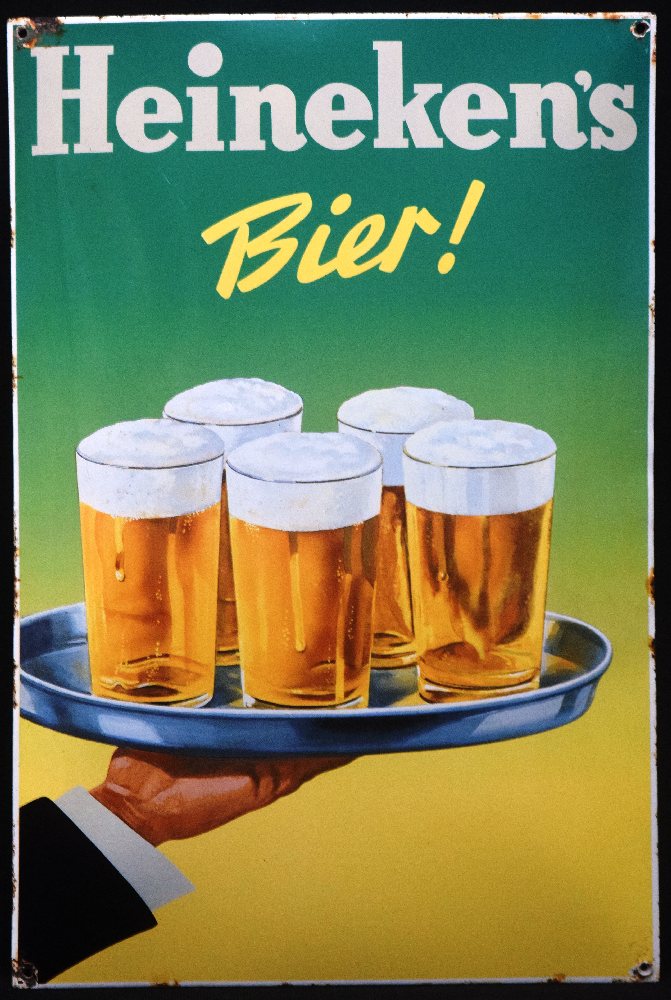 HEINIKEN beer enamel sign, 40 x 60cm