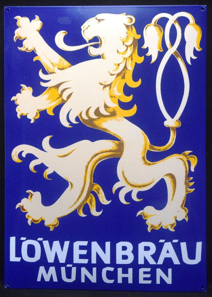 LOWENBRAU Munchen enamel sign, 50 x 70cm