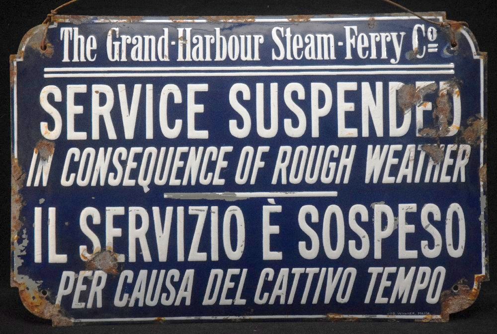The GRAND HARBOUR STEAM FERRY SERVICE enamel sign 55x36cm