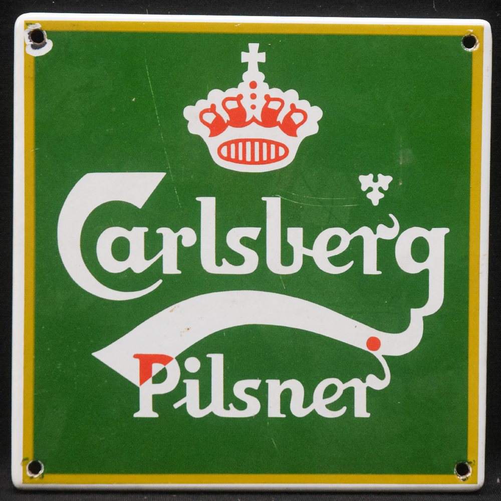 CARLSBERG PILSNER enamel sign, 20 x 20cm