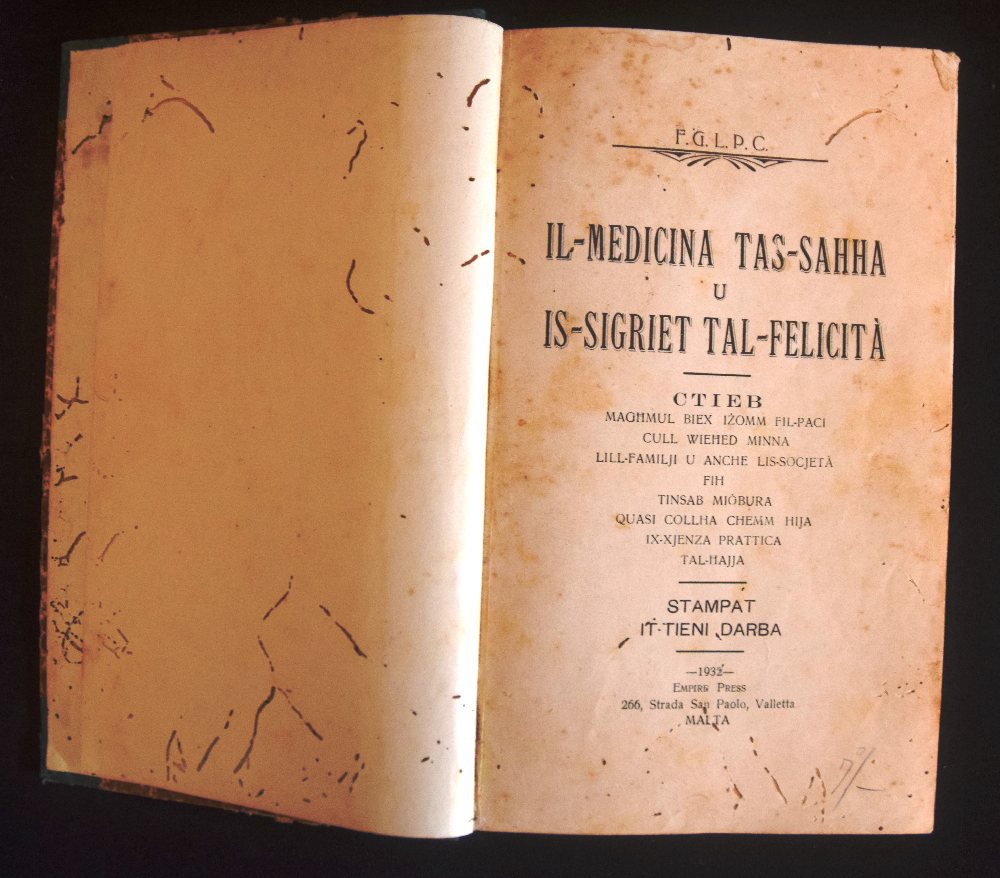 FGLPC, Il Medicina tas-Sahha u is-Sigriet tal-Felicita, 2nd edition, 1932