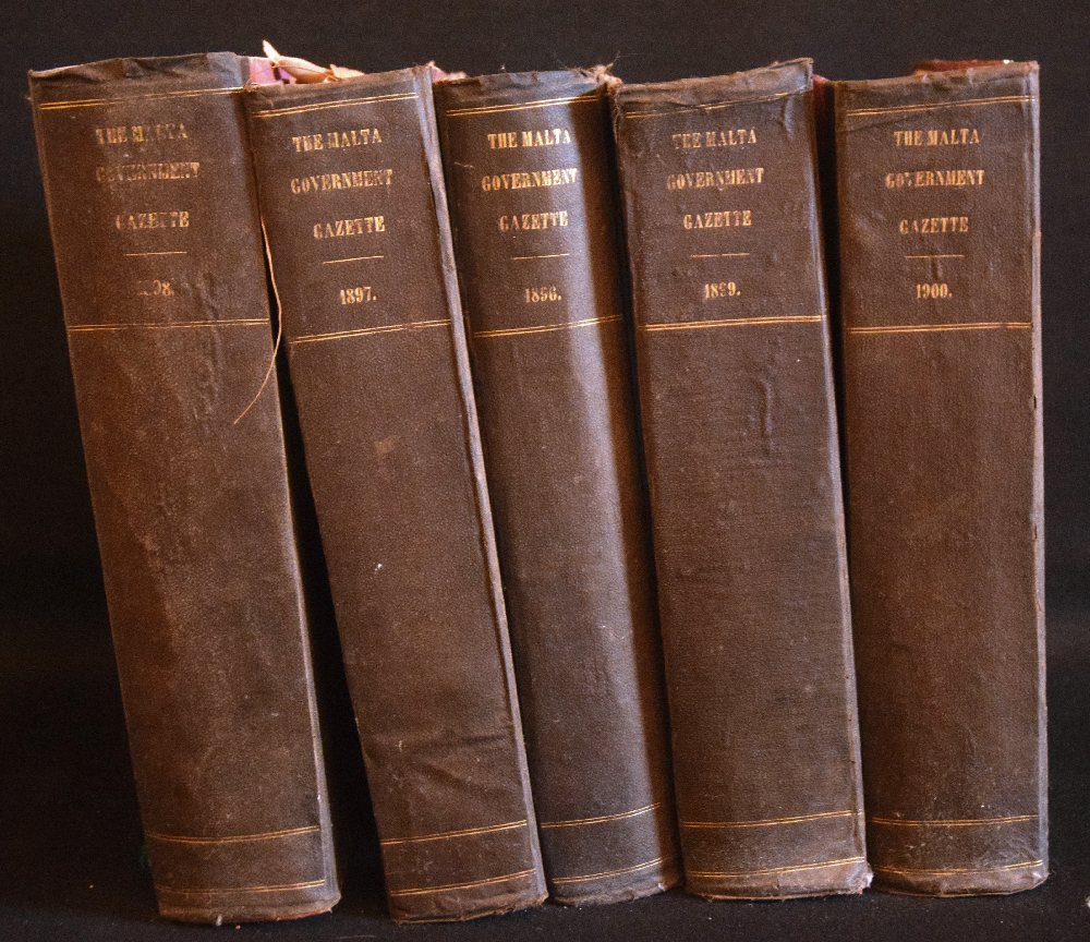 The Malta Goverment Gazette, 1896-1900, bound in 5 volumes