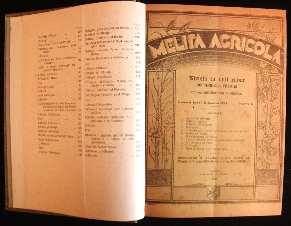 Melita Agricola, 1932-1935, including issue no 1