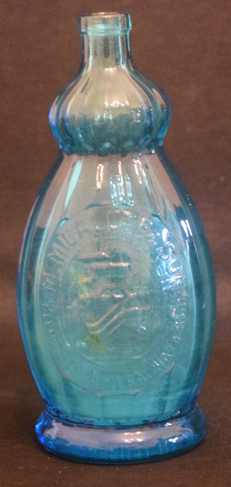 M. MICALLEF and Son blue glass siphon bottle without pump head