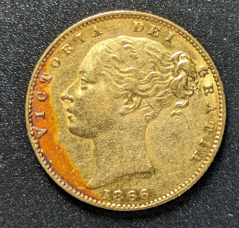 QV young head, shield back, gold sovereign, 1866