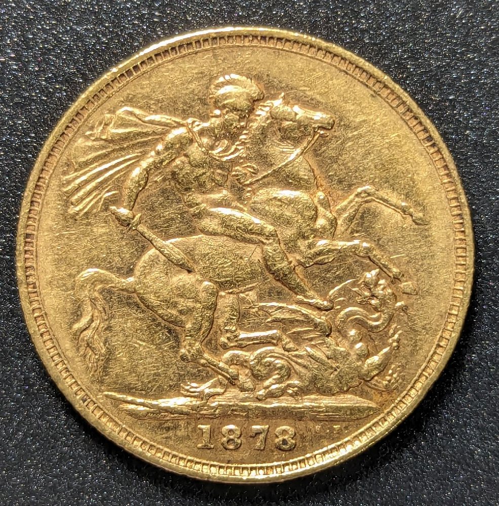 QV young head gold sovereign, 1878
