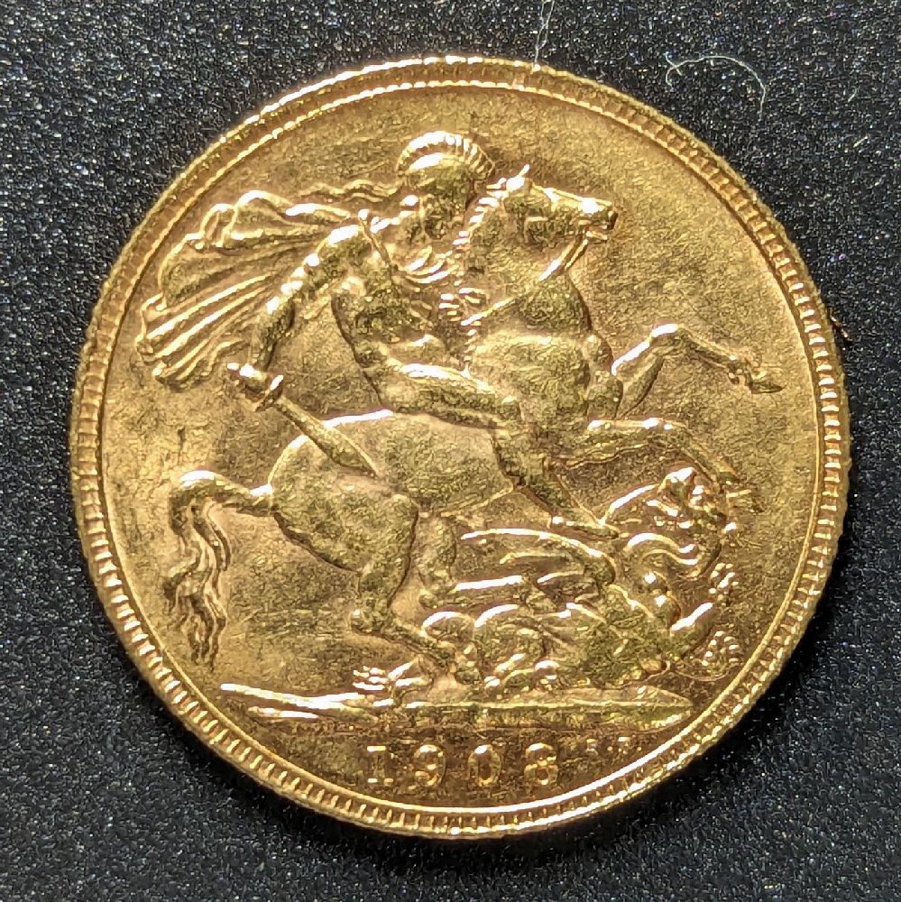 King E VII  gold sovereign, 1908