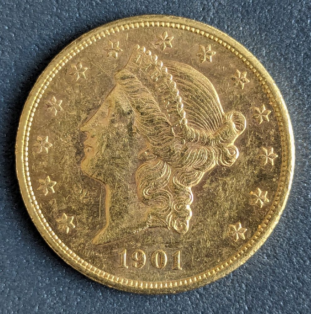 1901, US gold coin, 20$, Liberty head