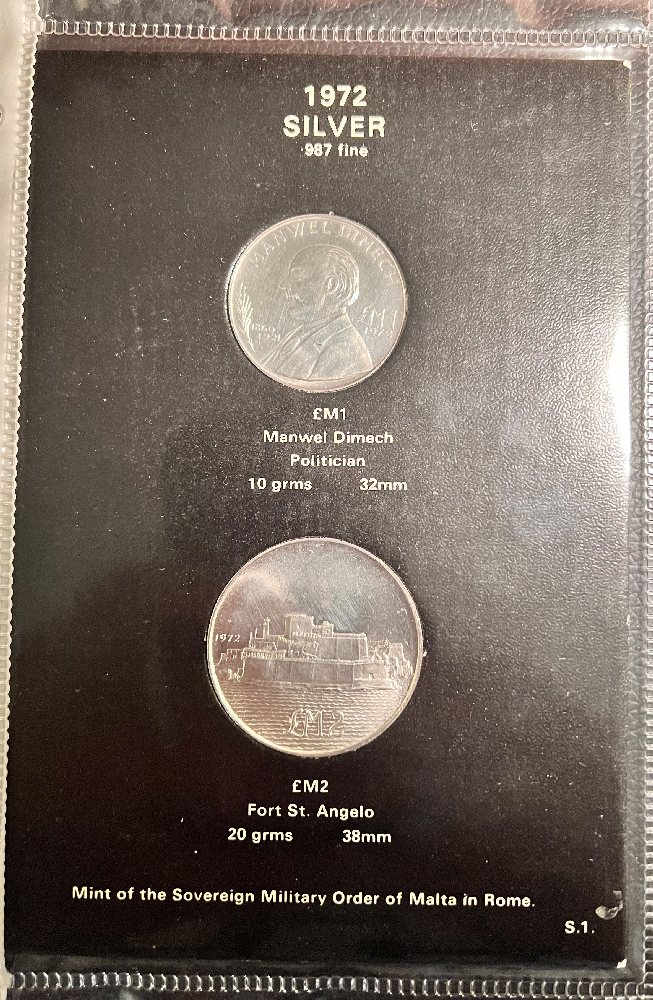 1972 Malta Silver coin set (2 coins) Lm2, Lm1