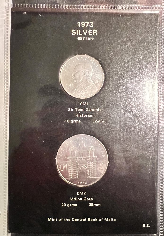 1973 Malta Silver coin set (2 coins), Lm2, Lm1