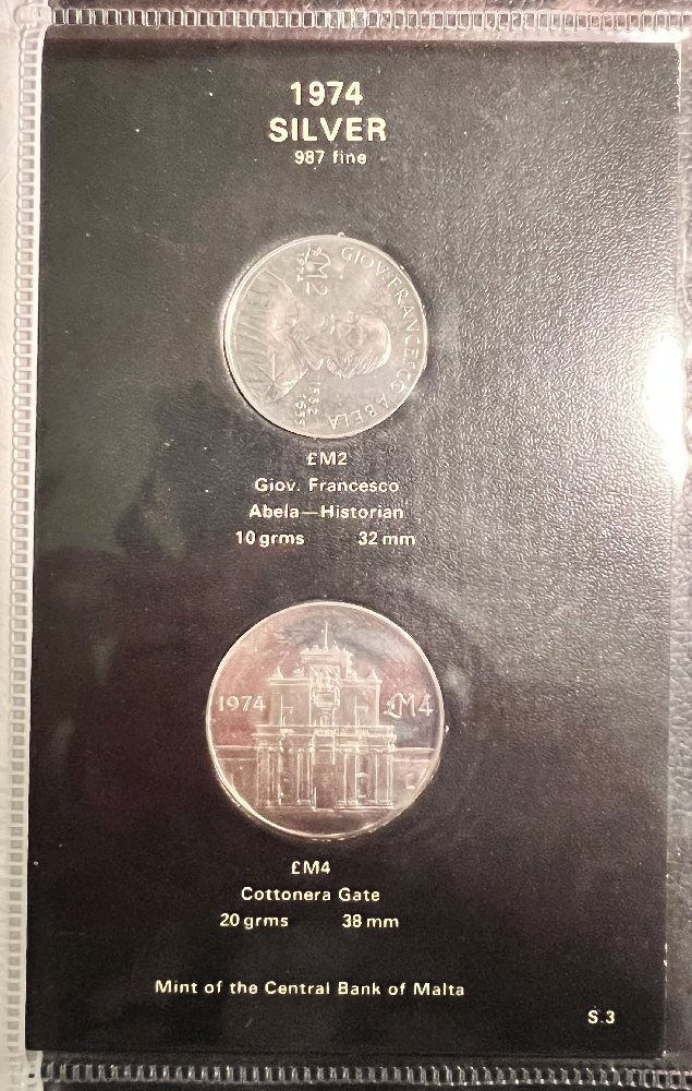 1974 Malta Silver coin set (2 coins) Lm4, Lm2