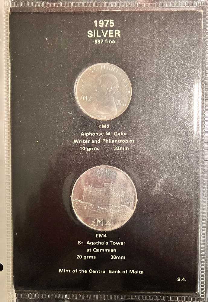 1975 Malta Silver coin set (2 coins) - old arms