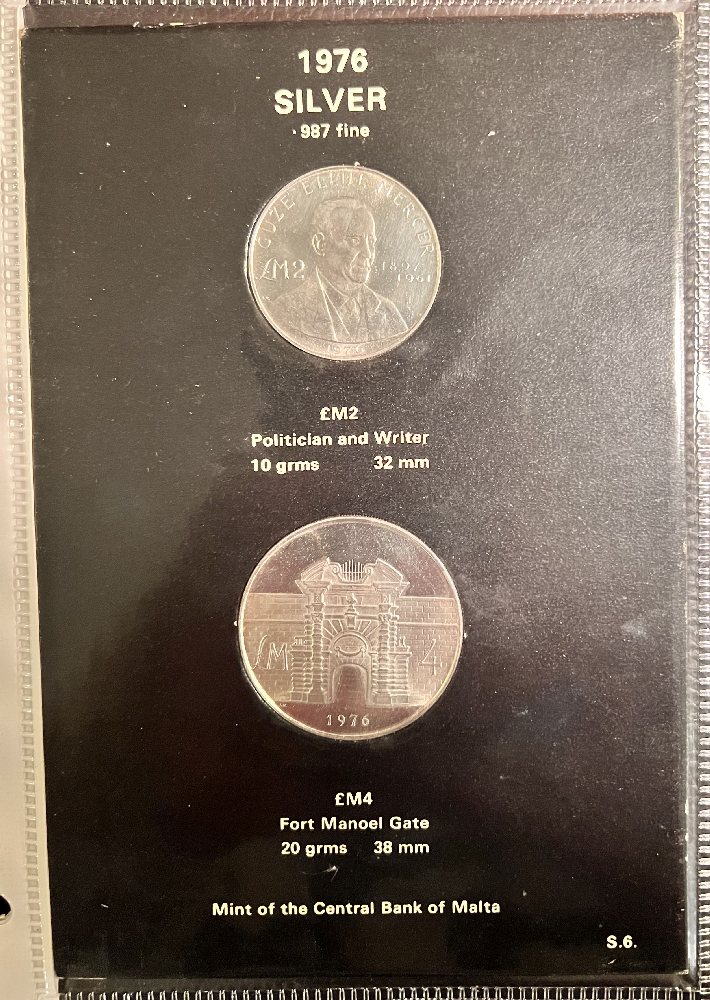 1976 Malta Silver coin set (2 coins), Lm4, Lm2