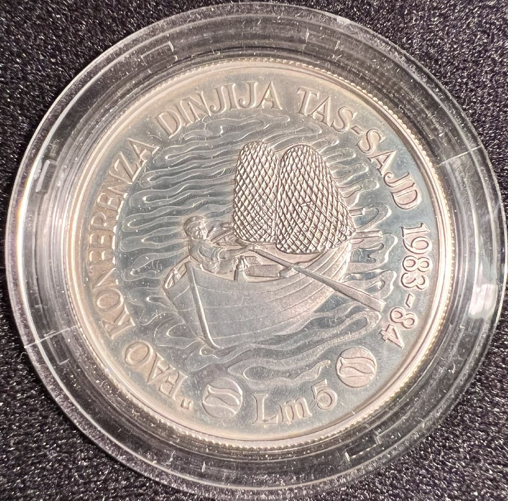1984 Malta Silver coin - FAO First World Fisheries Conference, Lm5