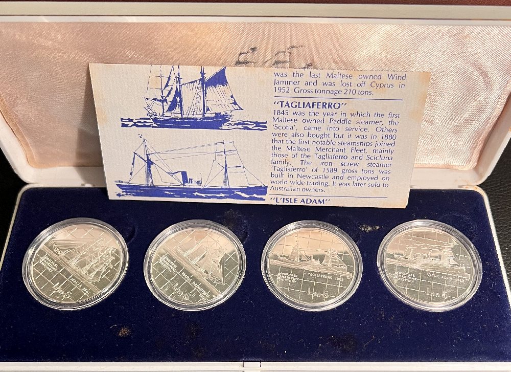 1985 Malta Silver coin set (4) - Malta Maritime History set, Lm5 x4