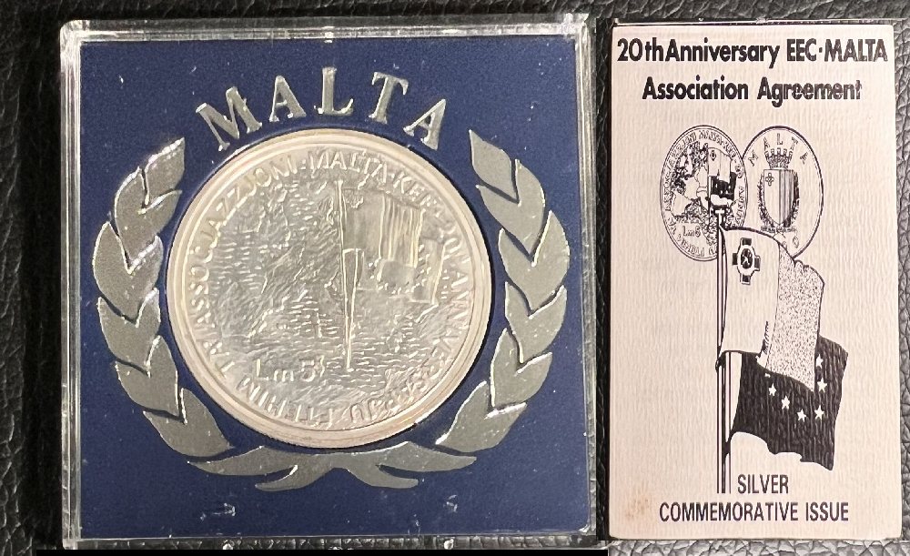 1990 Malta Silver coin - 20th Anniversary of the EEC-Malta