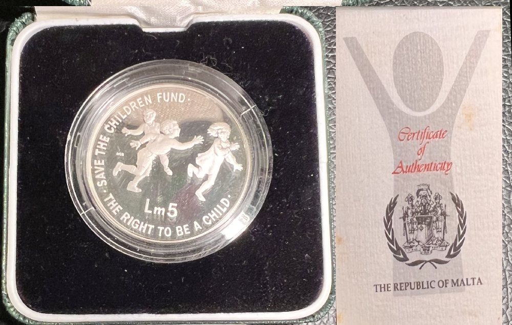 1991 Malta Silver coin - Save the Children Fund, Lm5