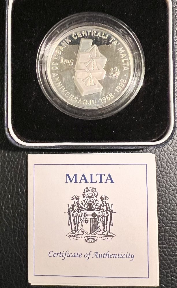 1998 Malta Silver coin - 30th Anniversary of the Central Bank of Malta, Lm5