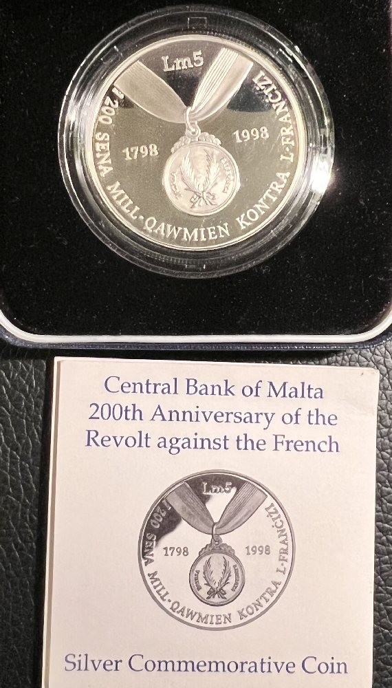 1998 Malta Silver coin - 200th Anniversary of the Revolt against the French