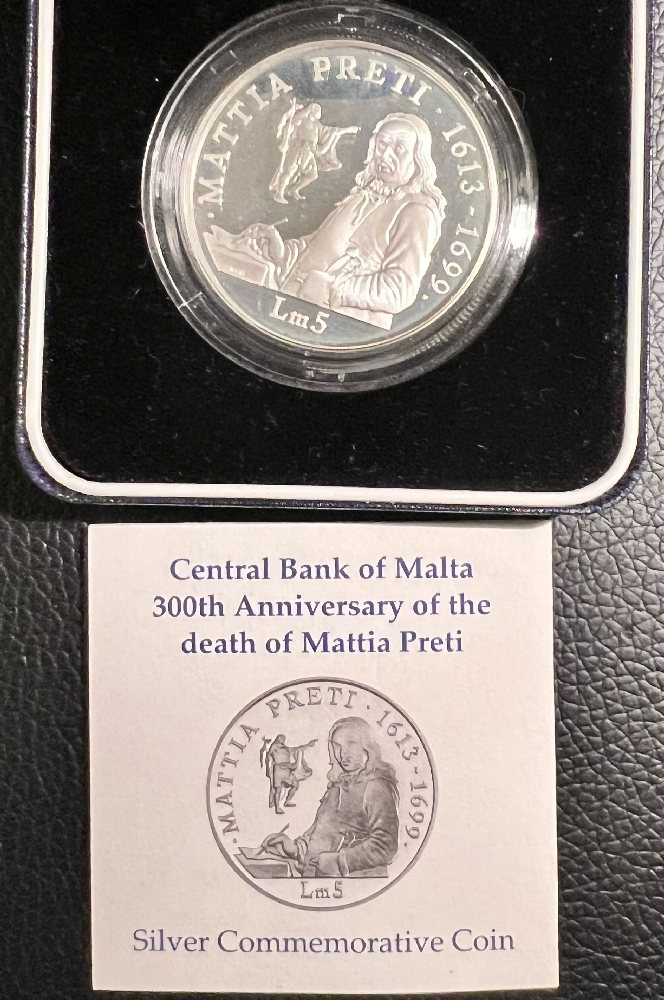 1999 Malta Silver coin - 300th Anniversary of the death of Mattia Preti, Lm5