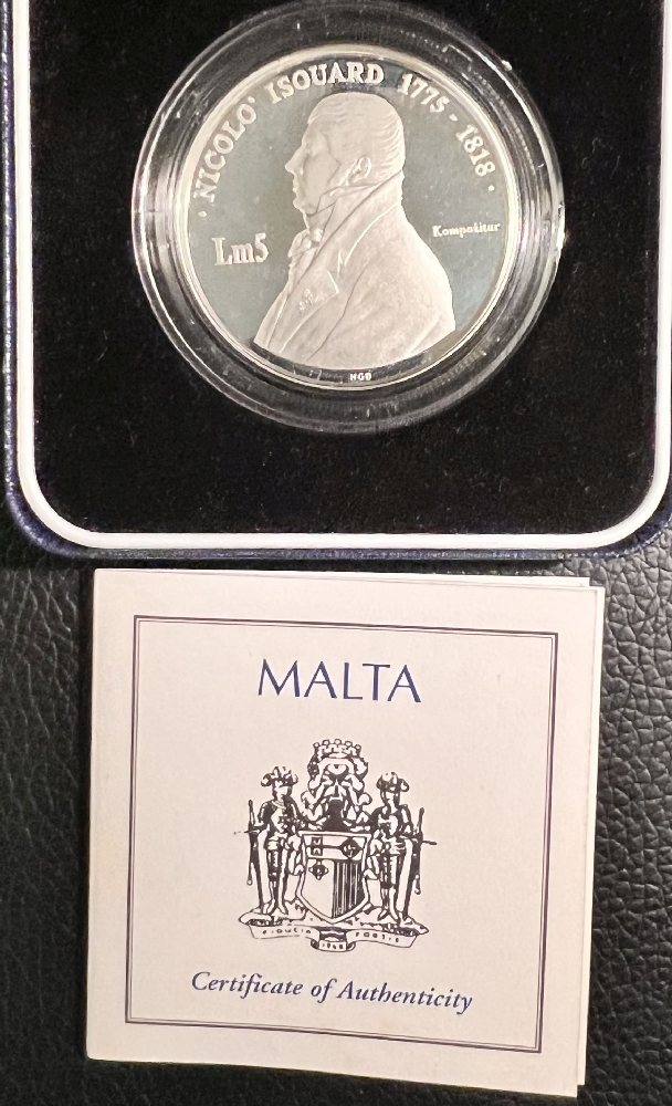 2002 Malta Silver coin - Nicolo Isouard, Lm5