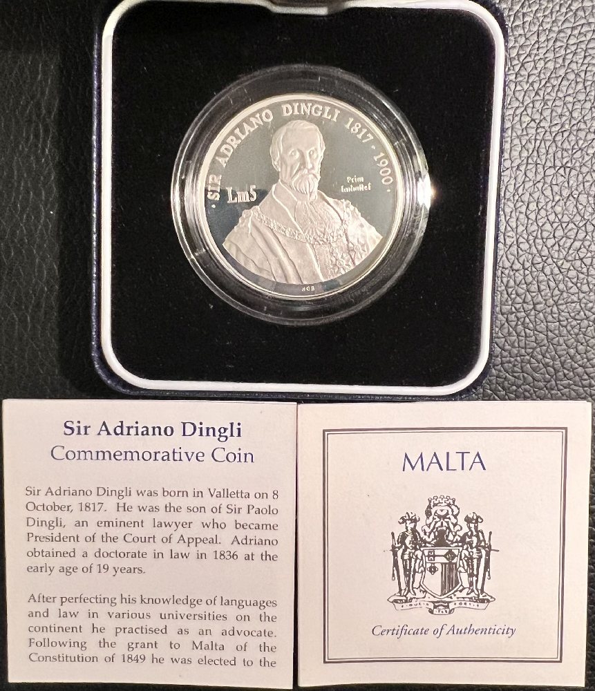 2003 Malta Silver coin - Sir Adrian Dingli, Lm5