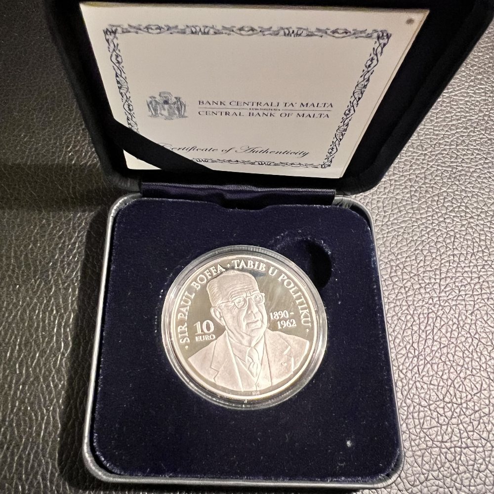 2013 Malta Silver coin - Sir Paul Boffa, 10 Euro