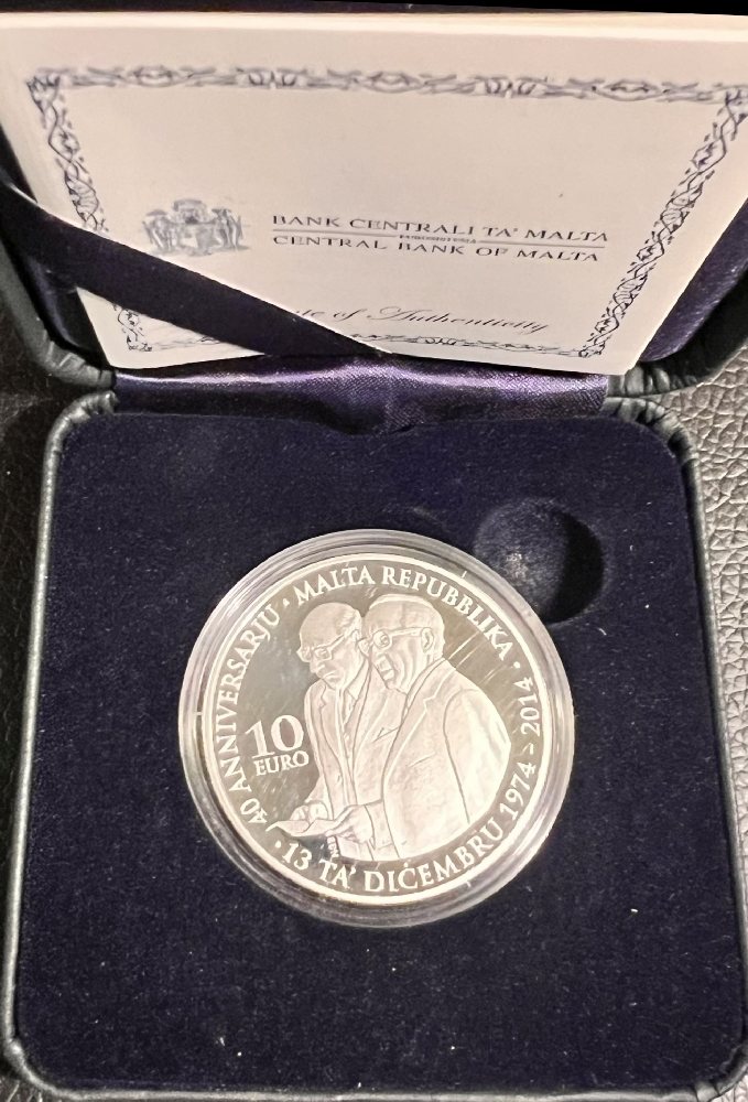2014 Malta Silver coin - 40th Anniversary of the Republic of Malta, 10 Euro