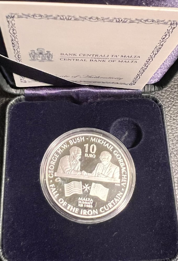 2015 Malta Silver coin - Bush-Gorbachev Malta Summit, 10 Euro