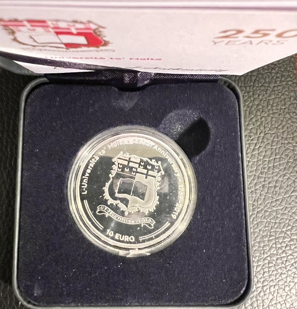 2019 Malta Silver coin - 250th Anniversary of the University of Malta, 10 Euro